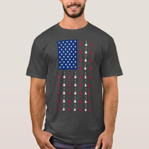 T-shirt USA American Flag Guitare Music Funny 4 juillet G
