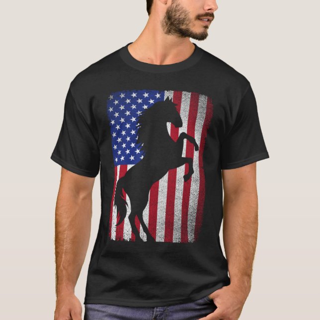 T-shirt  USA American Flag Horse Lover USA Patriotic 4th o (Devant)