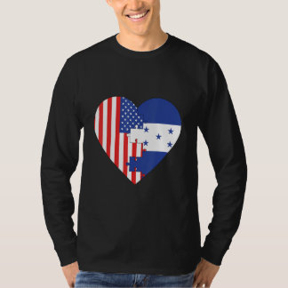 T-shirt USA and Honduras Flags Heart