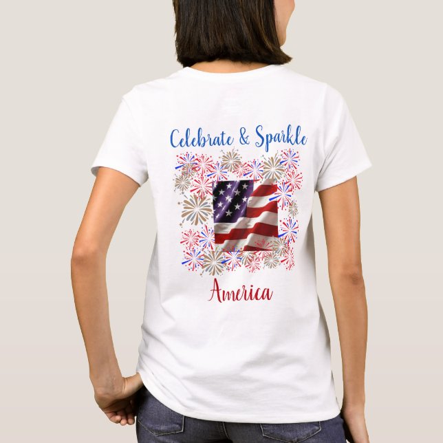 T-shirt USA Celebrate & Sparkle Design (Dos)