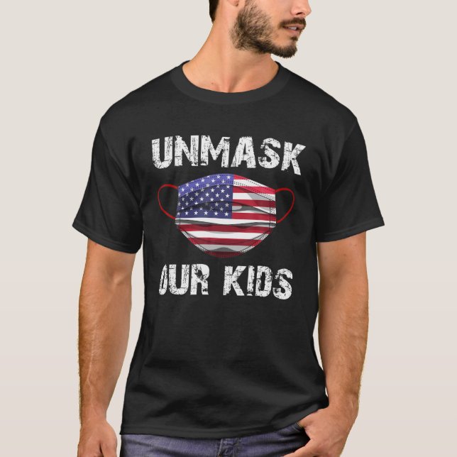 T-shirt USA Démasquer nos enfants Amérique USA (Devant)