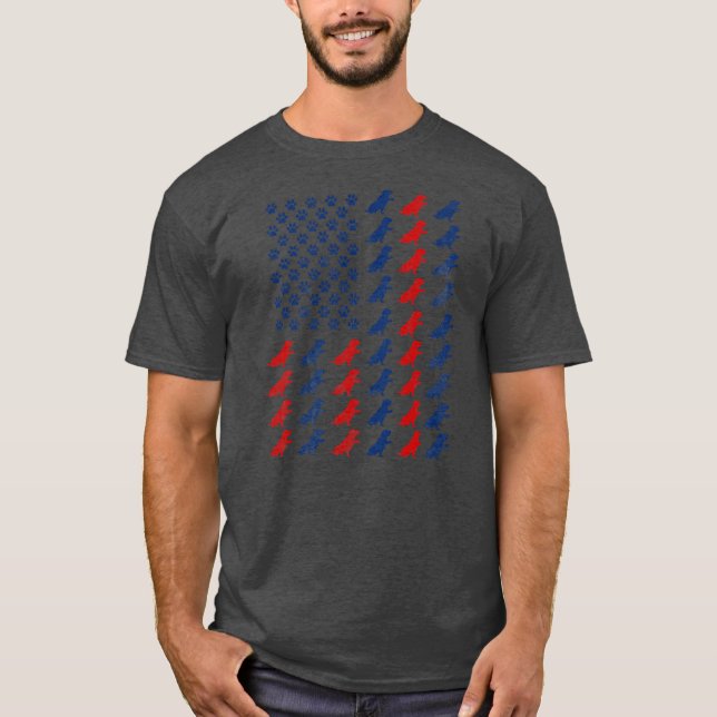 T-shirt USA Drapeau Basset Hound Lover Funny Quatrième jui (Devant)