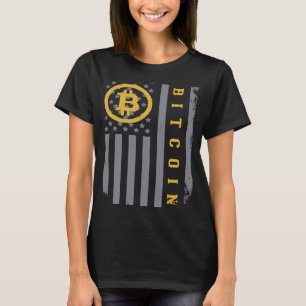 T-shirt USA Drapeau Bitcoin Distresse Devise numérique BTC