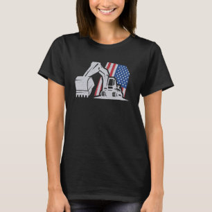 T-shirt Usa Drapeau Excavateur de construction Véhicule ou