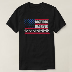 T-shirt USA Drapeau meilleur chien papa Jamais fête des pè