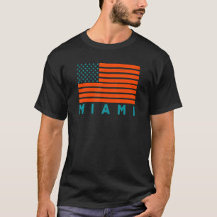 T-shirt USA Drapeau Miami OrangeTeal-GreenBlue Miami FL Am