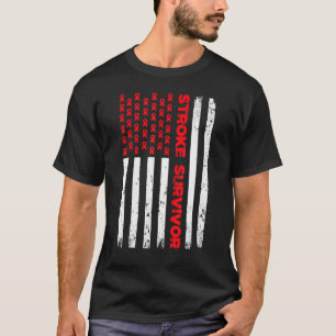T-shirt Usa Drapeau Stroke Survivante Sensibilisation Red 