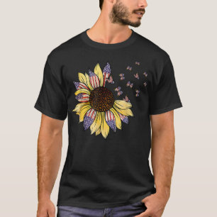 T-shirt USA Drapeau Tournesol design papillon pour la natu