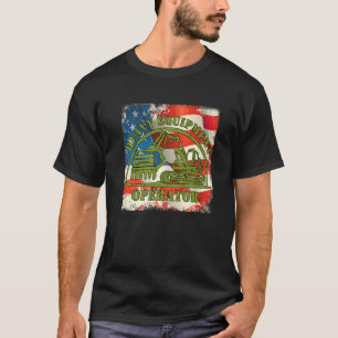 T-shirt Usa Drapeau Us Équipement Lourd Excavateur Opérate