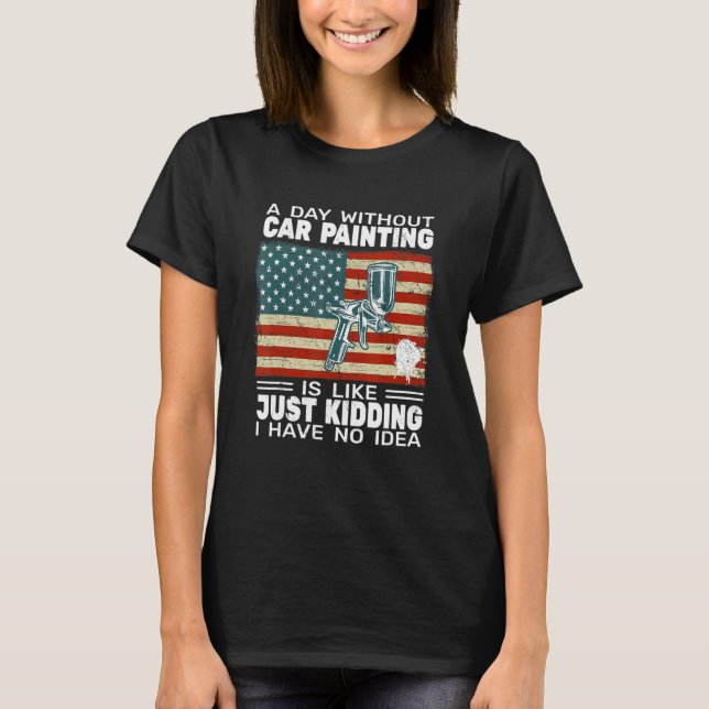 T-shirt USA Flag auto body painter car painter accessories (Devant)