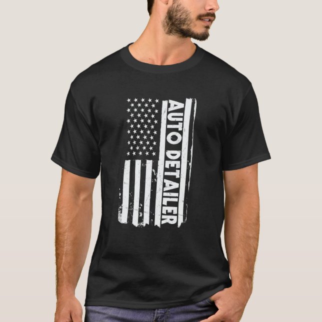 T-shirt USA Flag Auto Detailer Apparel Car Polish America (Devant)