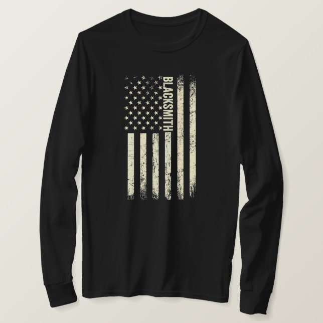 T-shirt USA Flag Blacksmithing Proud American Blacksmith  (Design devant)