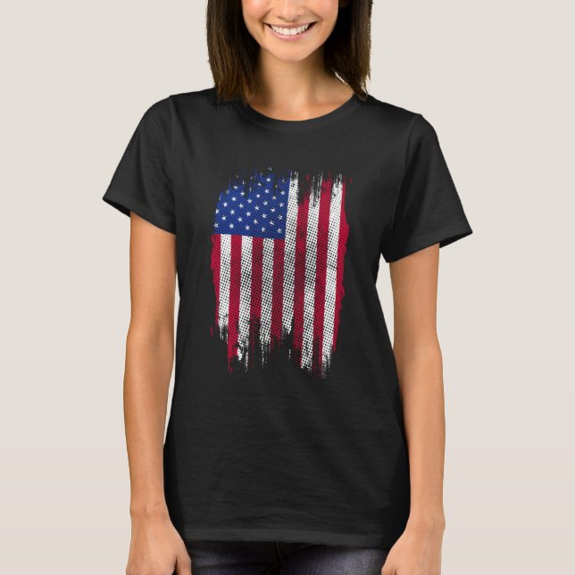T-shirt USA Flag Distressed Halftone Design (Devant)
