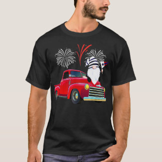 T-shirt USA Flag Firework Funny Gnome 4 juillet Celebrat
