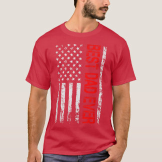 T-shirt USA Flag Men Patriot Best Dad Ever Fathers Day