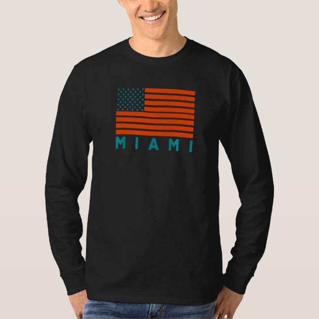 T-shirt USA Flag Miami OrangeTeal-GreenBlue Miami FL Ameri (Devant)