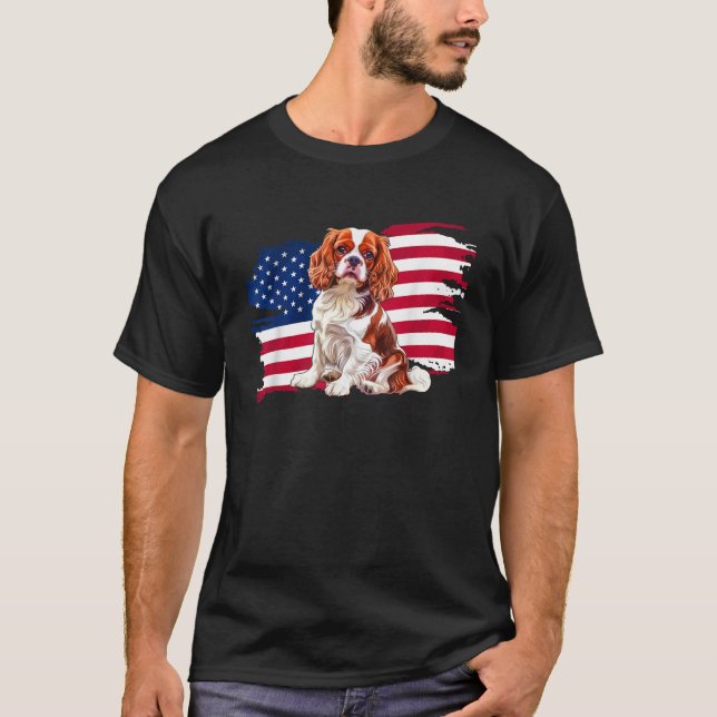 T-shirt USA Flag Patriotic 4th July Independence Day Caval (Devant)