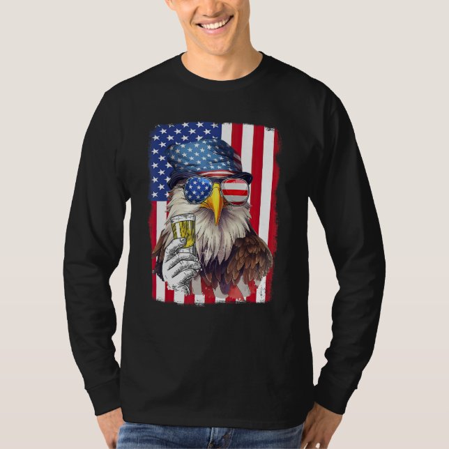 T-shirt USA Flag Patriotic Eagle Sunglasses 4th Of July Be (Devant)