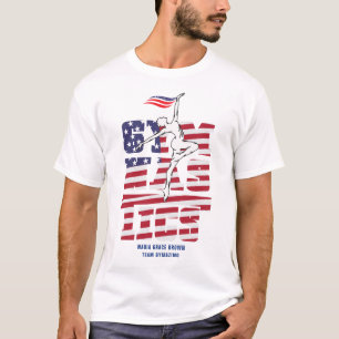 T-shirt USA Flag Patriotic Gymnast Team Support Gymnastiqu