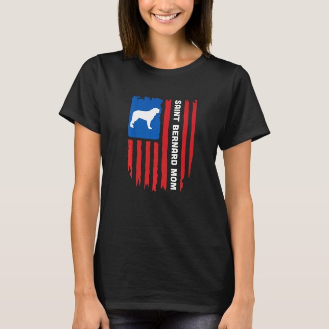 T-shirt USA flag Patriotic Saint Bernard Mom (Devant)