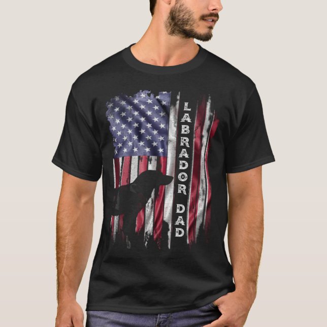 T-shirt USA Flag Proud Labrador Retriever Lab Dad Silhouet (Devant)