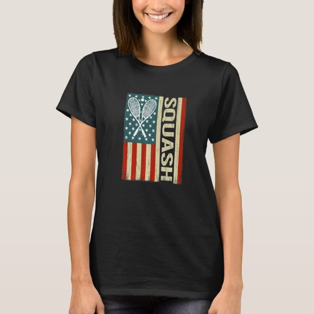 T-shirt USA Flag squash rackets for playing squash   (Devant)
