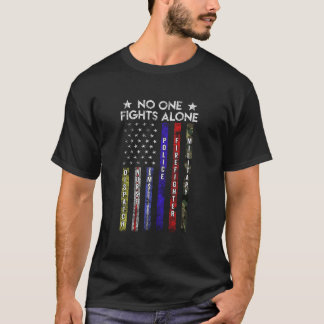T-shirt Usa Flag Thin Line Military Police Nurse No-One Fi