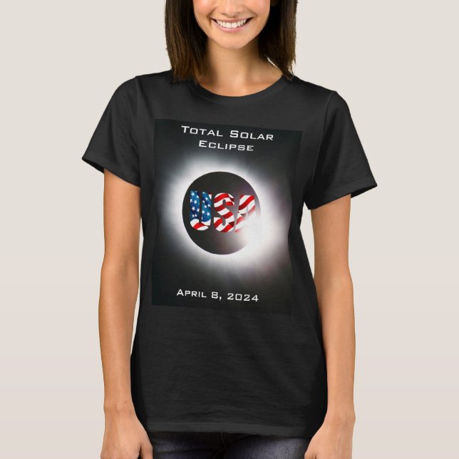 T-shirt USA FLAG Total éclipse solaire 8 avril 2024 (Devant)