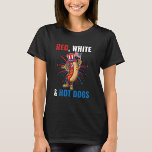 T-shirt USA Funny 4 juillet Red White & Hot Dogs Amérique