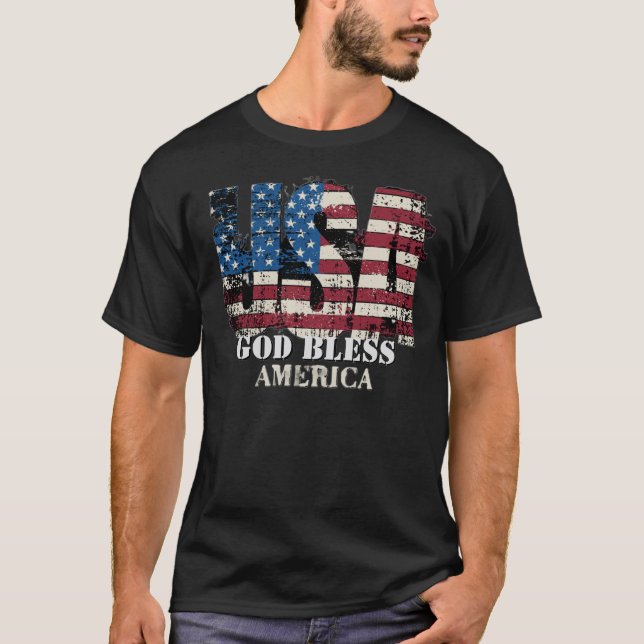 T-shirt USA God Bless America  (Devant)