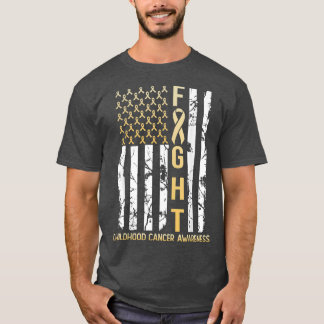 T-shirt USA Gold Flag Mois de sensibilisation au cancer ch