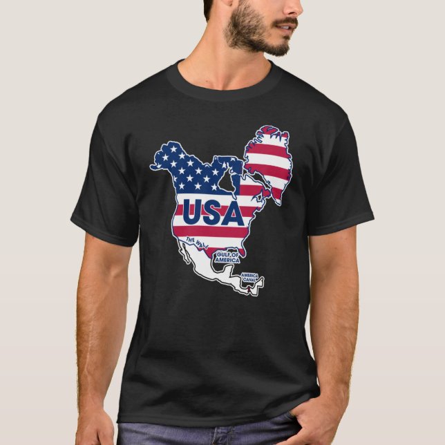 T-shirt Usa = Groenland + Canada + Golfe + Canal (Devant)
