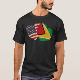T-shirt USA Guyana Drapeau Coeur Valentines Jour Guyanais