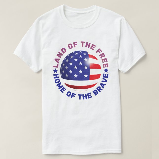 T - Shirt USA Land of the Free, Zuhause of the Bra (Design vorne)