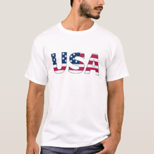 T-shirt USA Letting on American Flag Stars and Stripes