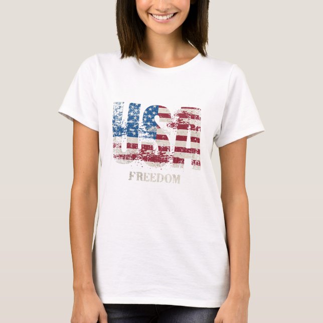T-SHIRT USA - LIBERTÉ ROUGE, BLANC ET BLEU PATRIOTIQUE (Devant)