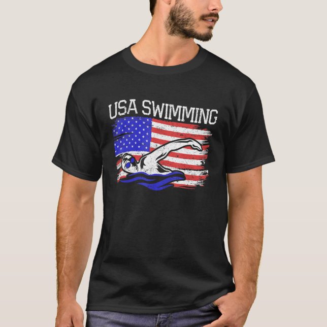 T-shirt USA Natation US Swim Aquatic Sport Athlète Amériqu (Devant)