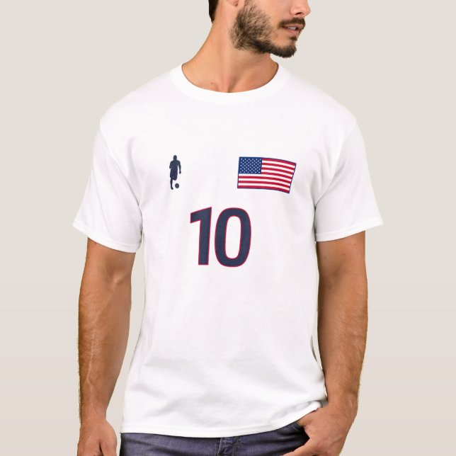 T-shirt USA Nr. 10 - Équipe de football - Style Jersey - D (Devant)