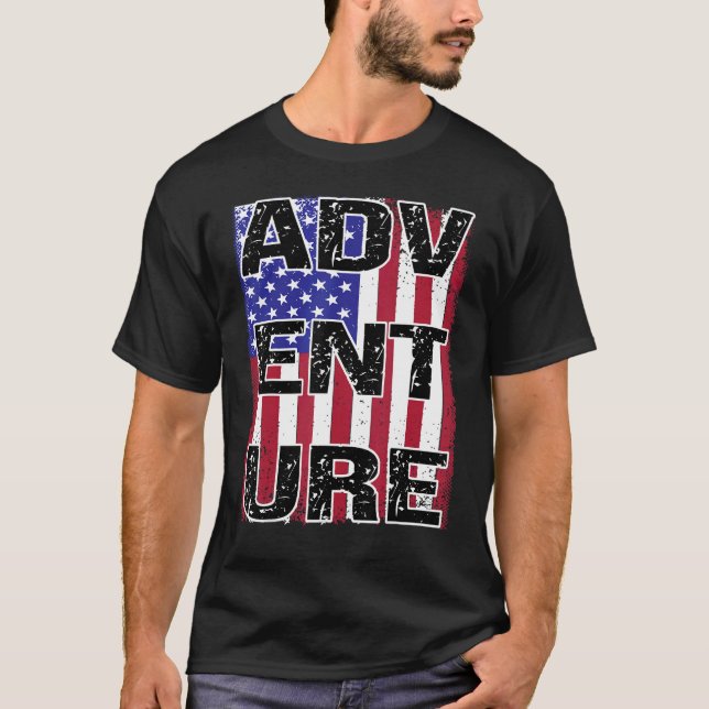 T-shirt USA Patriotique Drapeau Voyage Aventure Nature sau (Devant)