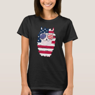 T-shirt USA Patriotique Llama US Drapeau Lunettes Juillet 