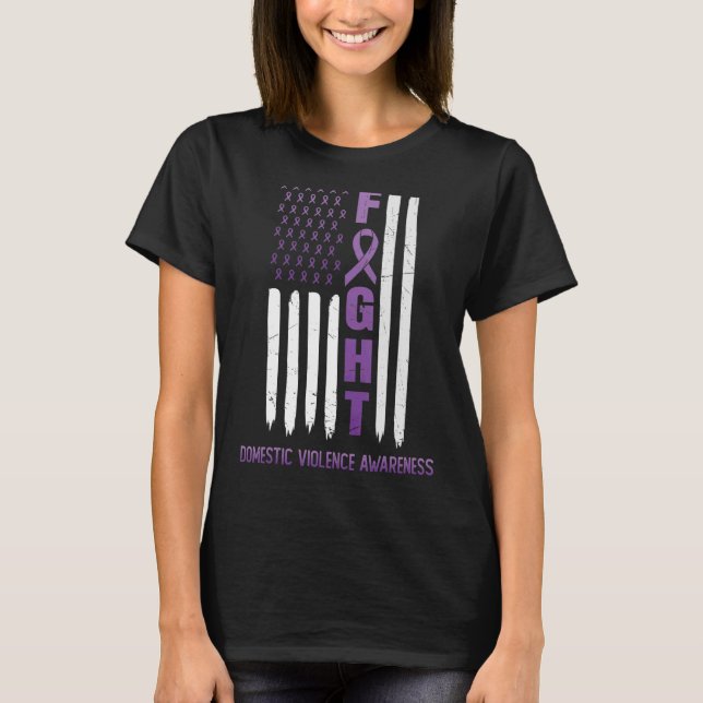 T-shirt USA Purple Ribbon Drapeau Octobre Violence domesti (Devant)