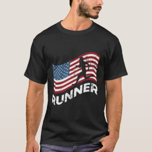 T-shirt Usa Runner Track Et Field Marathon Runner Cadeau R