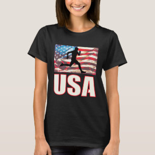 T-shirt Usa terrain de course American Flag Runner Sport