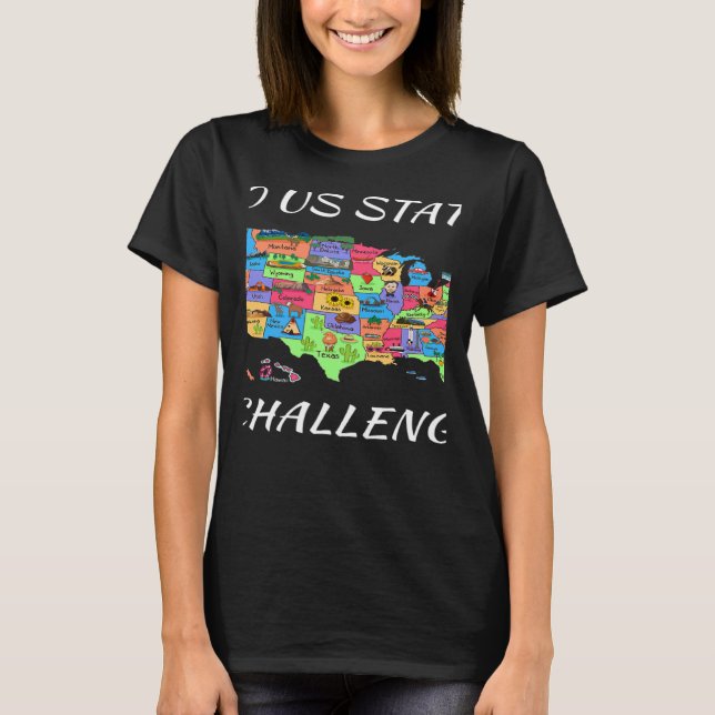 T-shirt USA Travel Visit 50 States Map (Devant)