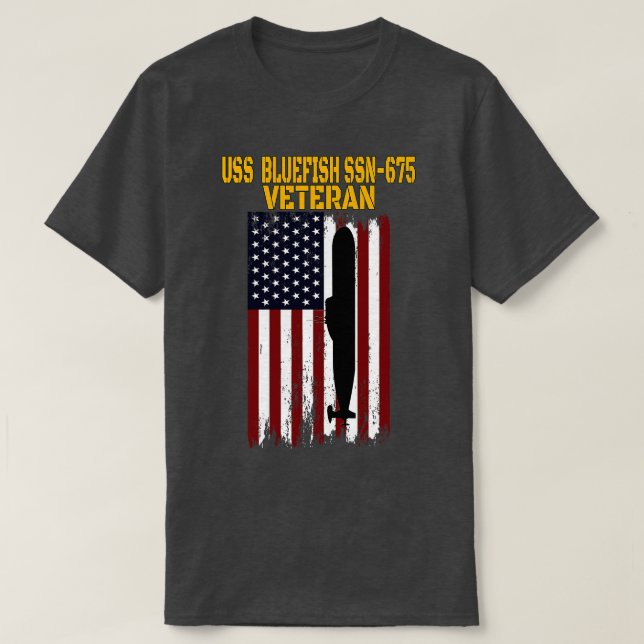 T-shirt USS Bluefish SSN675 Sous-marins Anciens Combattant (Design devant)