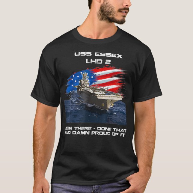 T-shirt USS Essex LHD2 Attaque amphibie Bateau Vétérinaire (Devant)