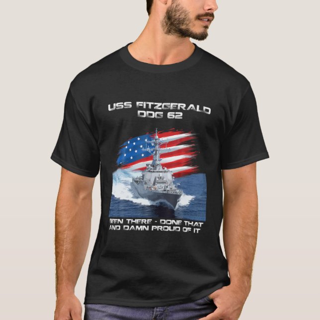 T-shirt USS Fitzgerald DDG-62 Destroyer Ship USA Flag Vete (Devant)