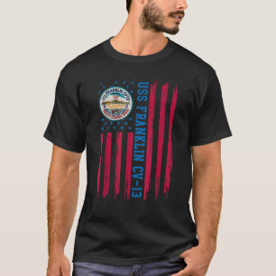 T-shirt USS Franklin CV 13 American Flag Aircraft Carrier