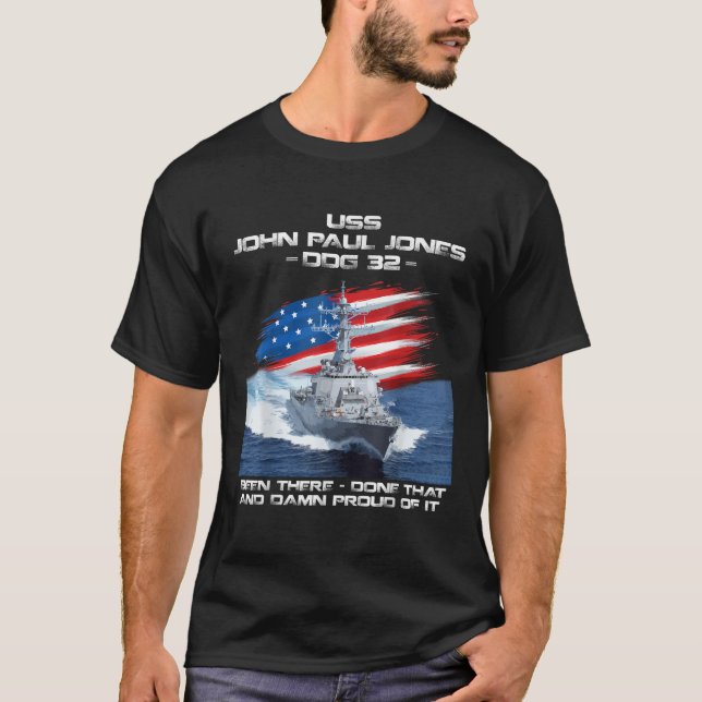 T-shirt USS John Paul Jones DDG 32 Destroyer Ship USA Drap (Devant)
