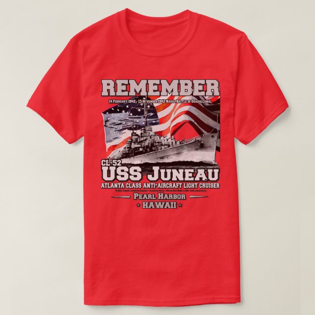 T-shirt USS Juneau CL52 croiseur léger Atlantaclass vétéra (Design devant)